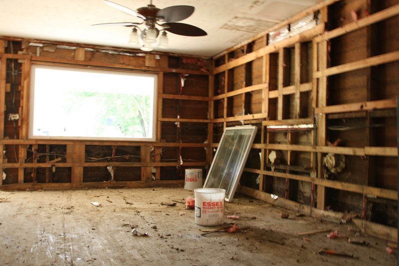 Damaged home interior after flooding in Kentucky